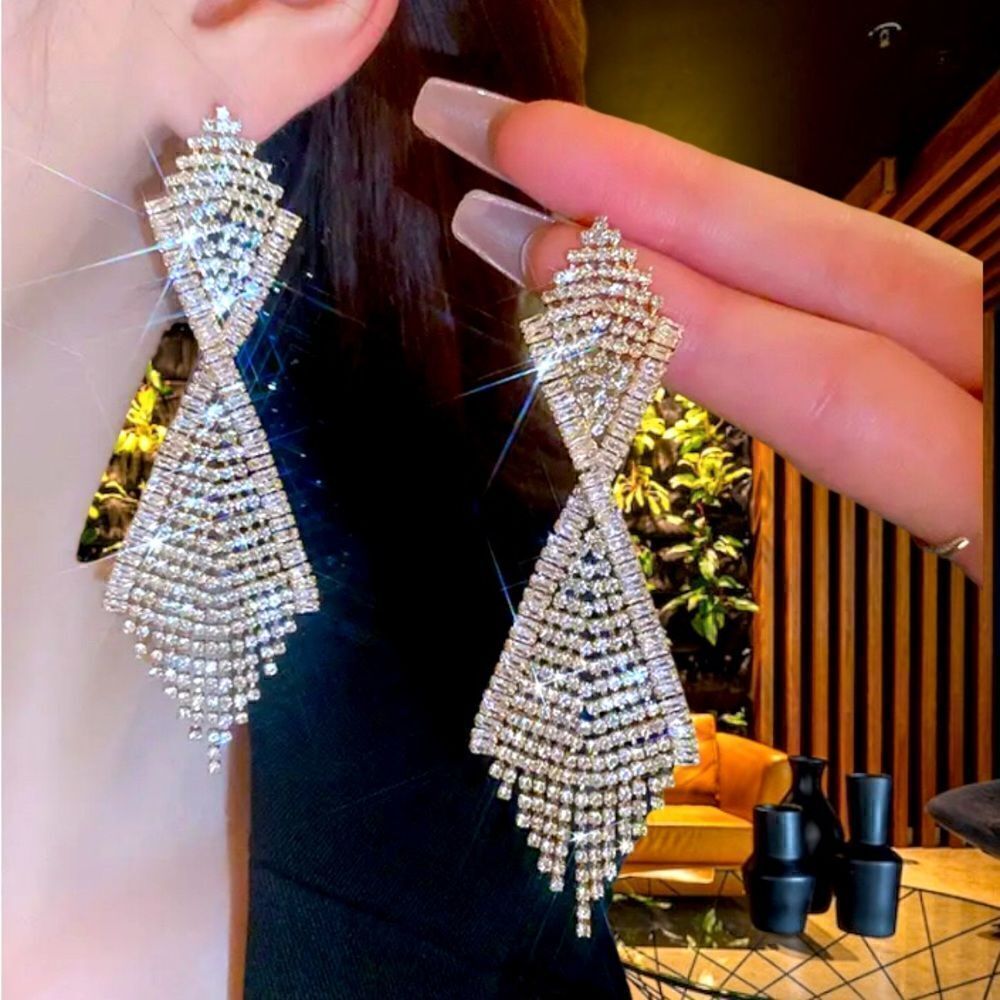 RHINESTONES STATEMENT EARRINGS FASHION WOMEN ACCESSORIES 2023 - Picture 3 of 4